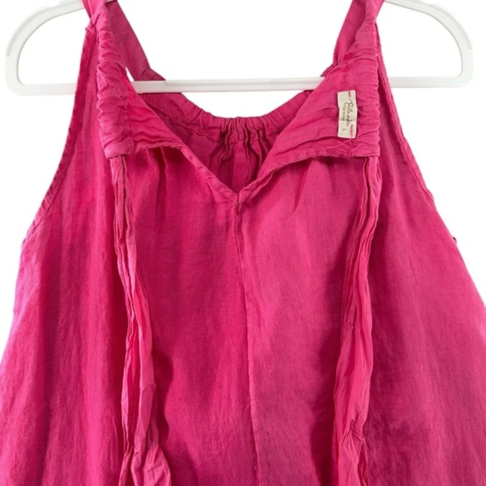 Bellambia Linen Trapeze Dress Pink Back Tie Womens Size Large Swim Cover Beach‎